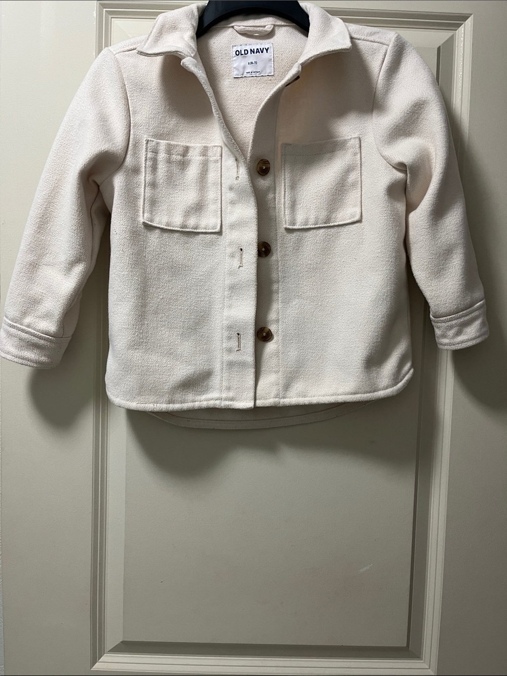 Old Navy Cream Button-Front Kids Shacket with Patch Pockets